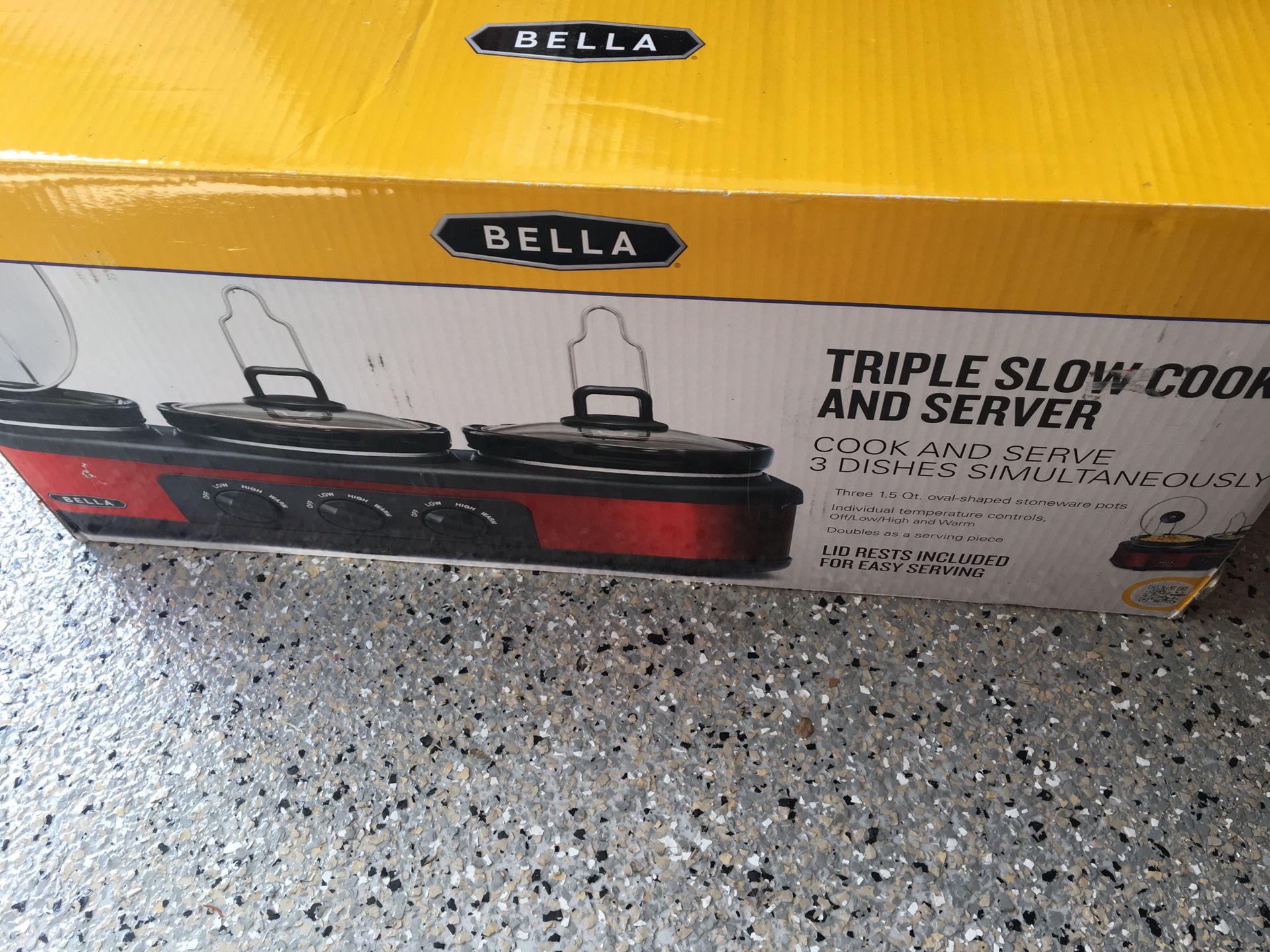 Bella Triple Slow Cooker. Never used.