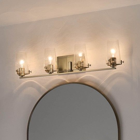 34 In Wide Vanity Floor Bulb Light Fixture Golden