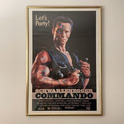 Original 1985 Commando Movie Poster "Let's Party!" (Framed)