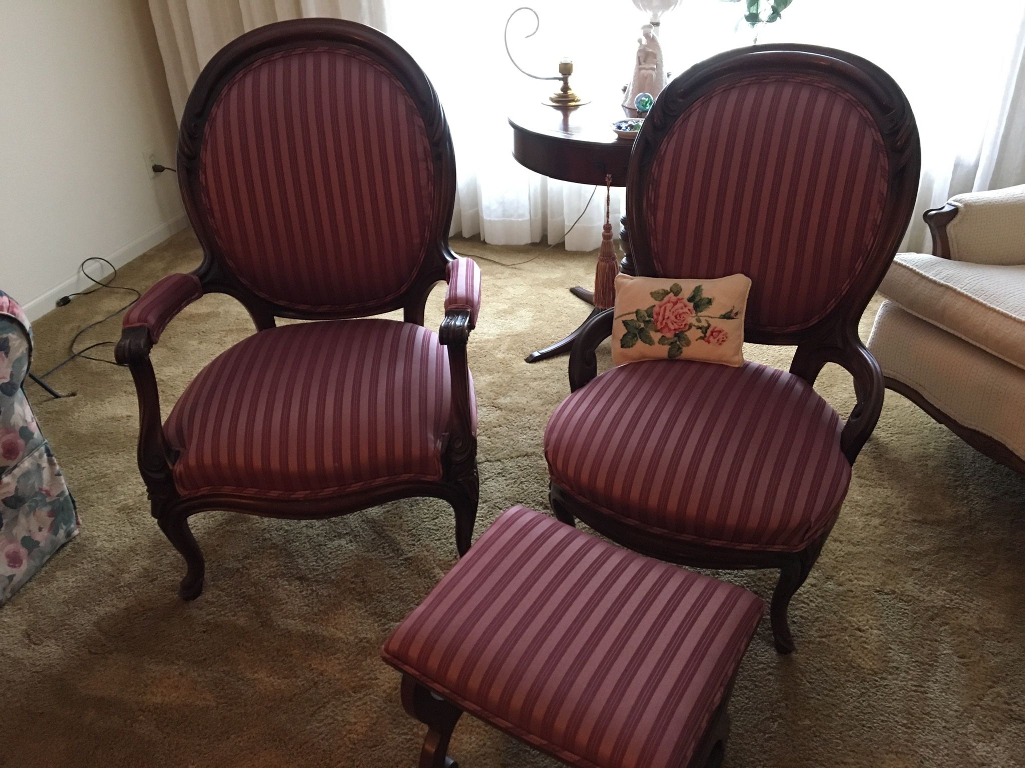 Beautiful Reupholstered, Old Victorian Antique Chairs