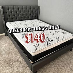  BRAND NEW PILLOW TOP MATTRESSES ✅ COLCHONES NUEVOS PILLOW TOP 💯‼️   QUEEN SIZE $140 ❌ $200 With Box Spring   FULL SIZE $120 ❌ $180 With Box Spring💥