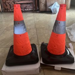 Pack Of 2 Collapsible Traffic Cone 18” Tall New