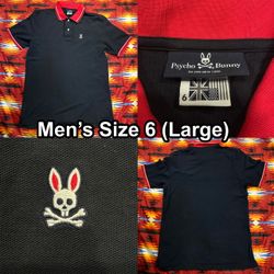 Psycho Bunny Blue Polo Shirt Men’s Size 6 Large Pima Cotton Logo