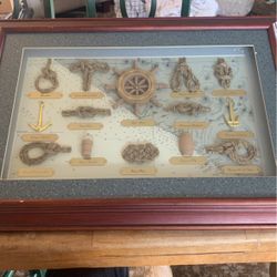 Nautical Shadow Box Of Knots and Ship Gear