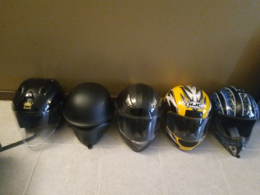 Five Motorcycle Helmets $60 Each