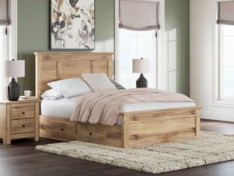 Makidern Tan Queen Panel Storage Bed