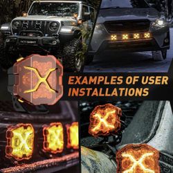 NOVSIGHT 4 Inch LED Pods - X Series Off Road Driving Light with Yellow DRL (pair)