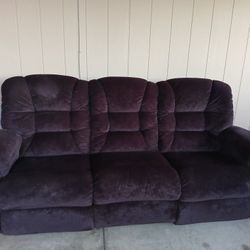 Beautiful Velvet Purple Lazy Boy Recliner Sofa.