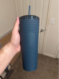 Blue Starbucks grid cup