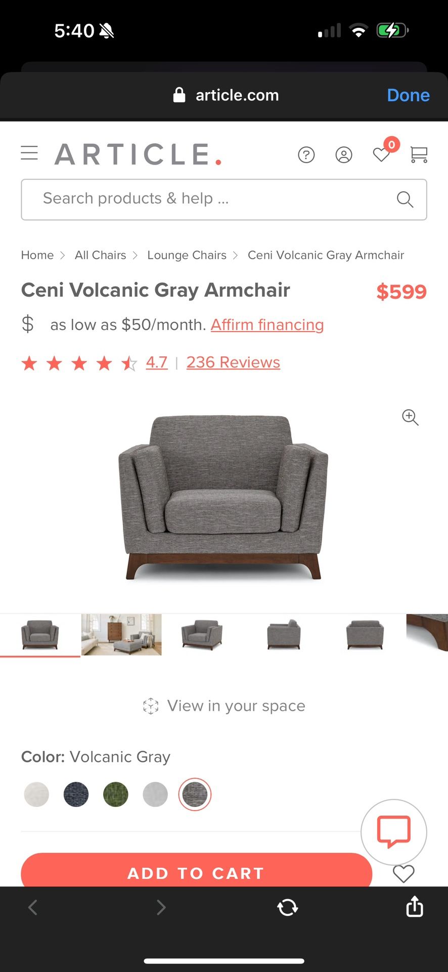 Gray Armchair