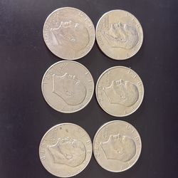Eisenhower Dollar Coins x 6
