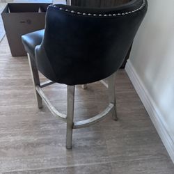 Gray Leather side Bar Chair