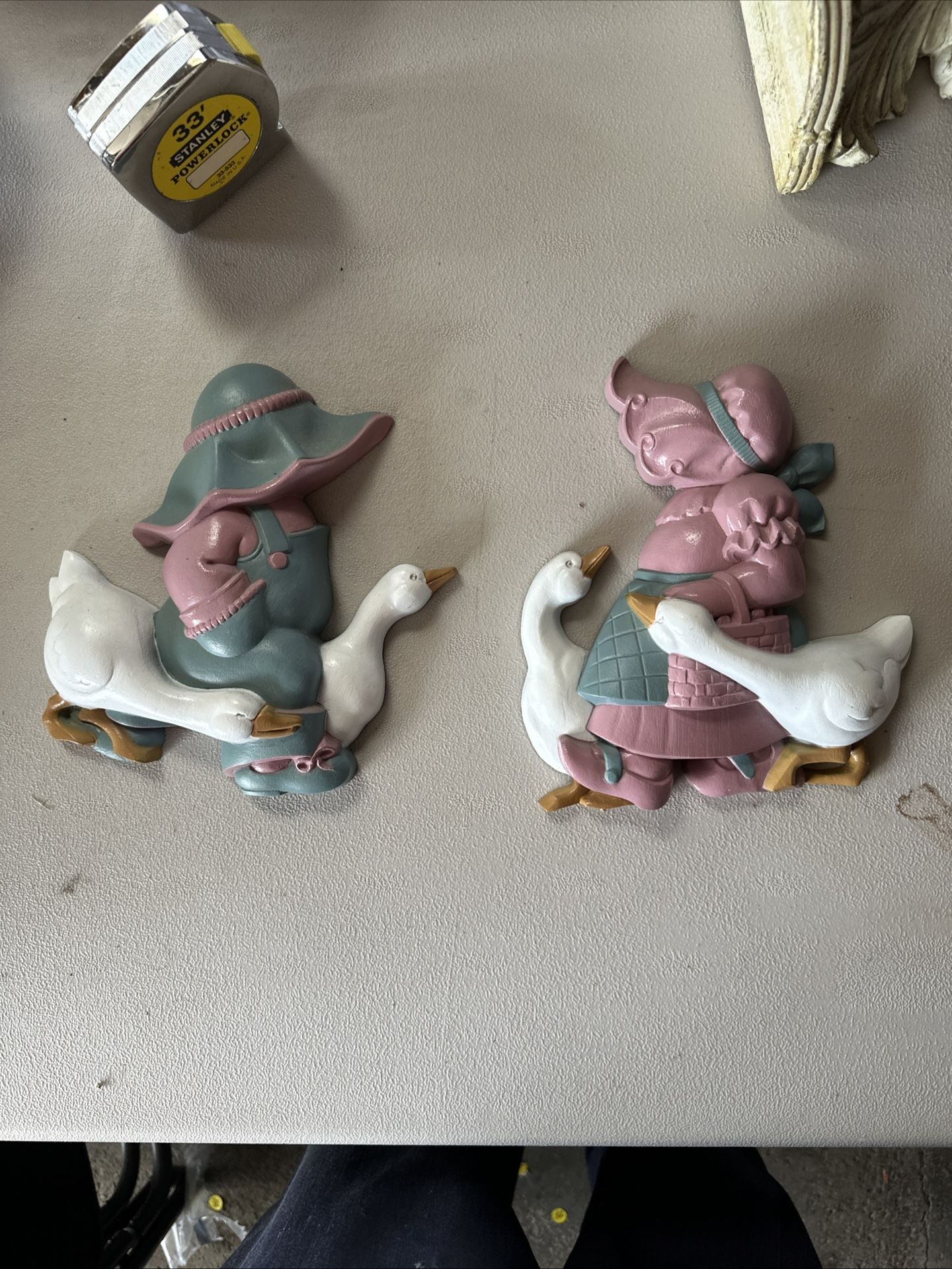 Vintage Burwood Boy and Girl with Geese Wall Decor