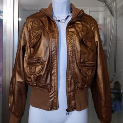 Pleather Jacket Large Bronze