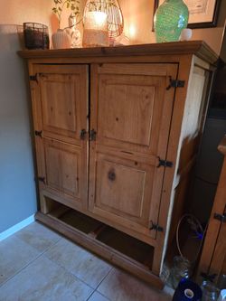 Solid Hardwood Rustic Cabinet / End Table Set