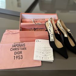 J’Adior Slingback Kitten Heels Black Size 6.5 