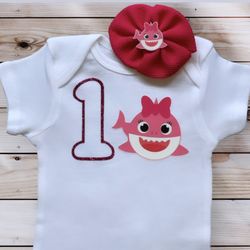 12 Months Personalized Baby Shark 🦈 1st Birthday Outfit