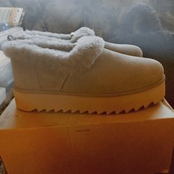 UGG NITA GENUINE SHEARLING COLLAR SLIPPERS IN ALP BROWN SIZE 11 M