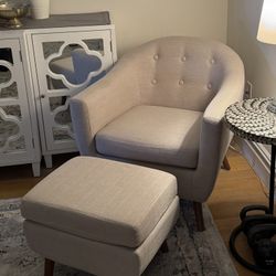 Beige Chair with Ottoman $140