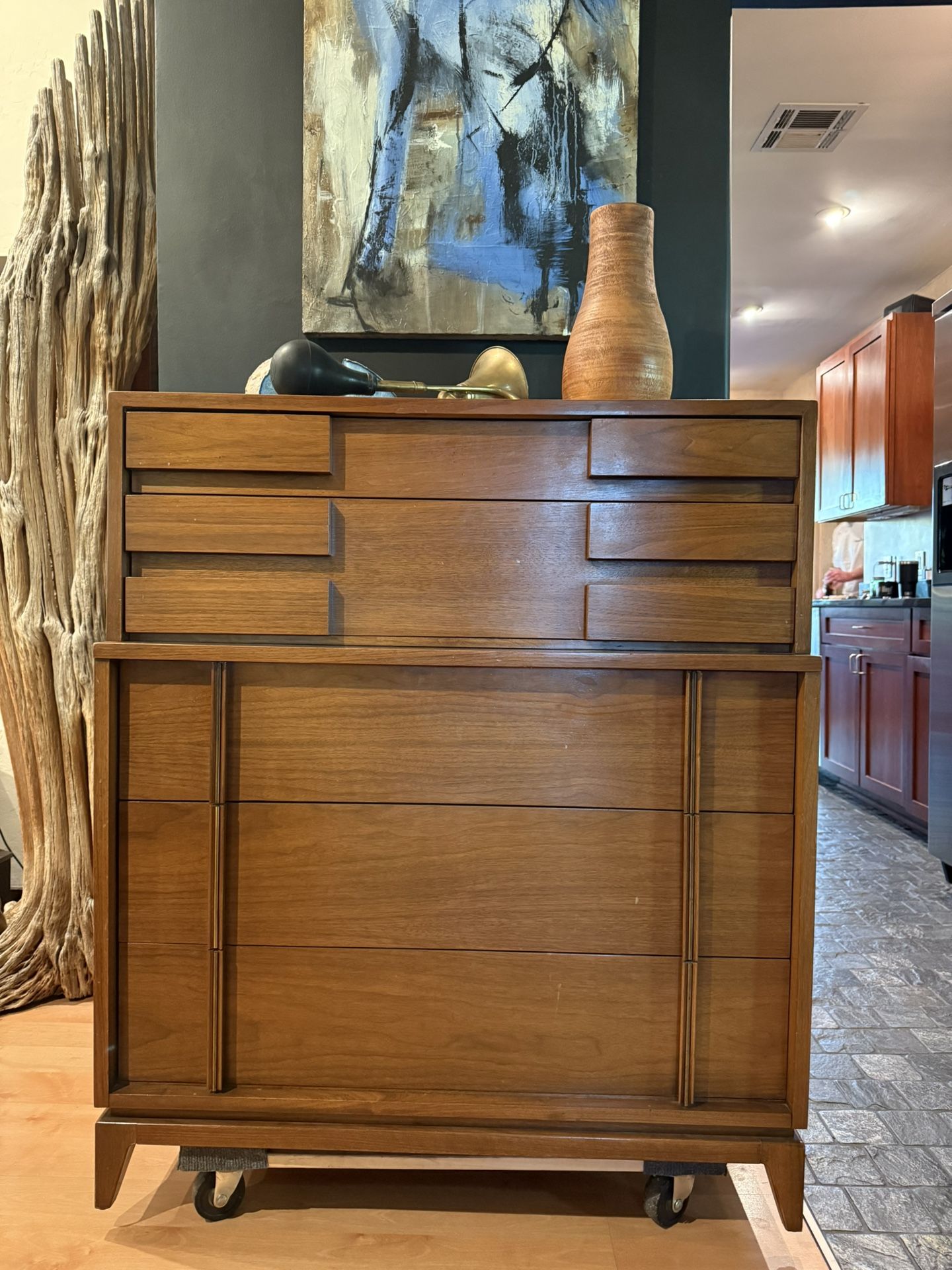 John M Smyth. Co. Mid-Century Modern Walnut Highboy Dresser MCM Vintage