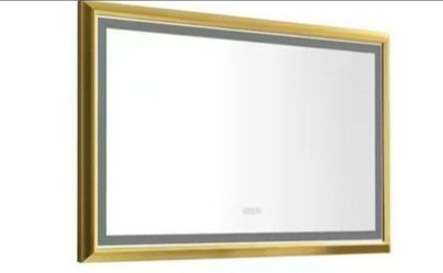 48 in. W x 30 in. H Large Rectangular Aluminium Framed Dimmable Wall Bathroom Vanity Mirror in Gold