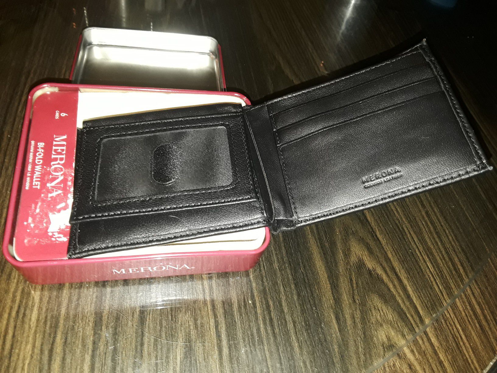 New never used, black leather wallet