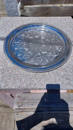 Vintage Aluminum Kensington Ornate Round Tray 19"