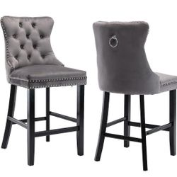 Grey Tufted Counter Height Chairs