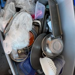 2 Huge Bins Of Kitchen Items 