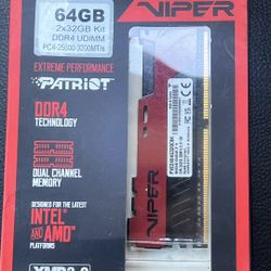Patriot Memory Viper Elite II DDR4 RAM 64GB (2X32GB) 3200MHz CL18 1.35v UDIMM Desktop Gaming Memory Kit Compatible with XMP - PVE2464G320C8K
