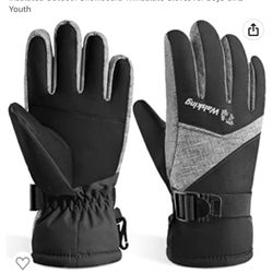 WALSKING Kids Winter Gloves, Snow Waterproof Ski Cold Weather Insulated Outdoor Snowboard Thinsulate Gloves for Boys Girls Youth