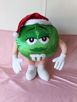 Gemmy Green M&M Plush Posable Christmas Porch Greeter Santa Hat 24” Tall Large