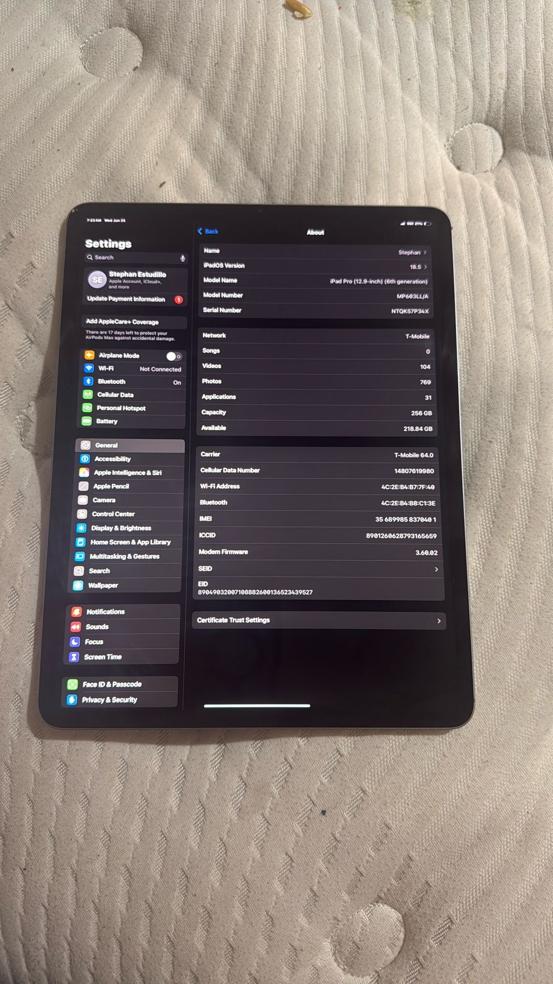 iPad Pro 12.9 6th Gen Cellular Unlocked