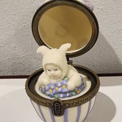 Dept. 56 Snowbunnies Trinket Box Bunny Egg Figurine Sweet Violet Snowbabies 3" 