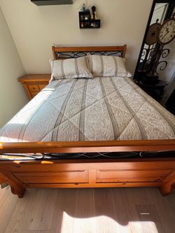 Wood and Wrought Iron Bed set