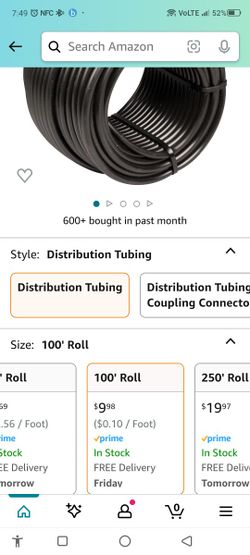 Rain Bird T22-100S Drip Irrigation 1/4" Blank Distribution Tubing, 100' Roll, Black