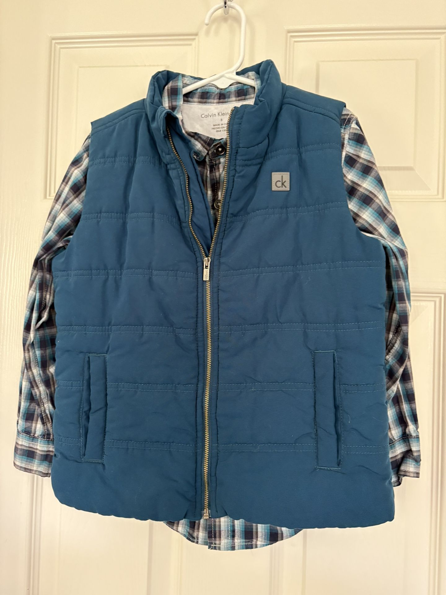Calvin Klein Boys Long Sleeve button up top shirt with Vest