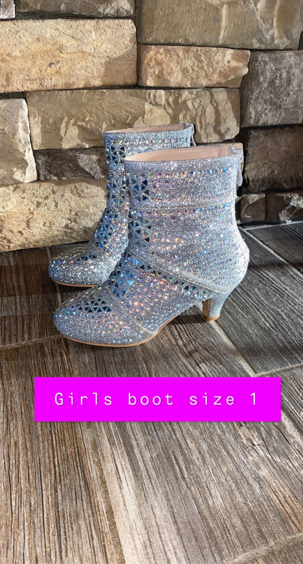 Girls Rhinestone boots Size 1 
