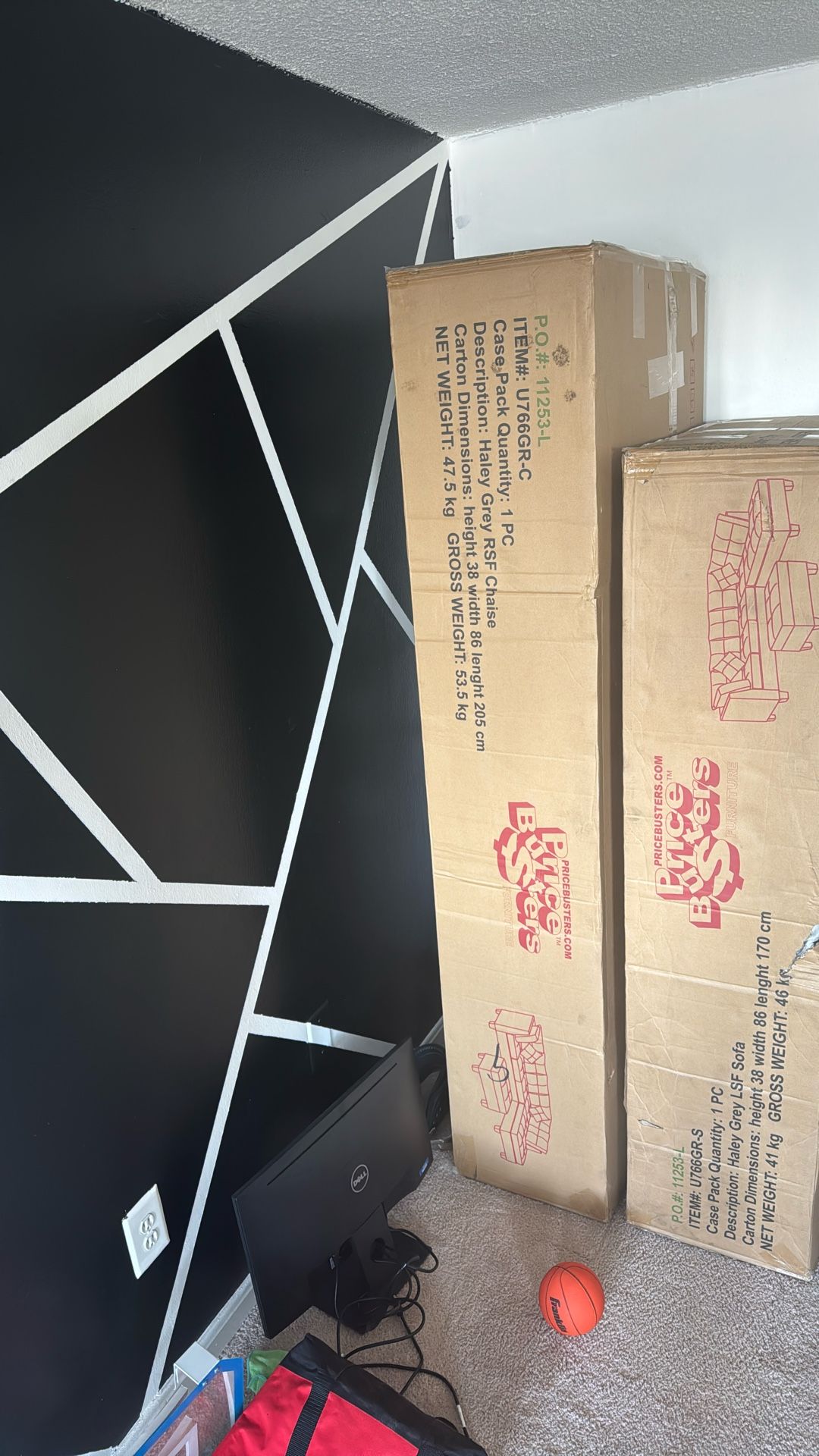 2 brand new Never Opened Couches with Ottomans( Dark gray )