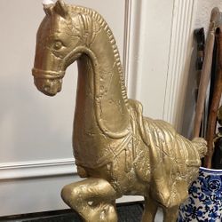 30” Chinese Asian Chinoiserie Japanese Tang Horse “PF Chang” statue. Heavy, solid cement or plaster!