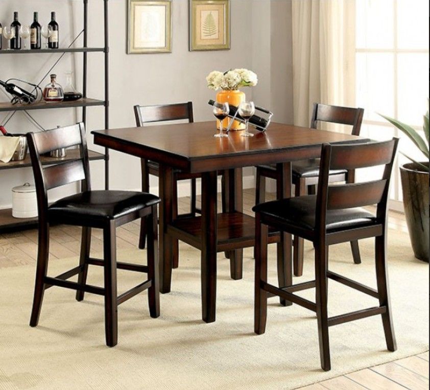 Brand New Brown Cherry Antique 5pc Dining Set