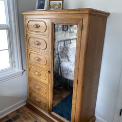 Antique Swedish Armoire w/ Foxed Glass 