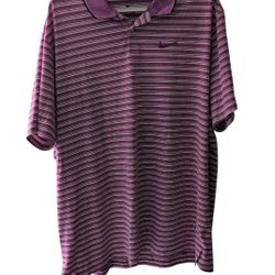 Nike DriFit Golf Polo Shirt Purple White XXL Vapor Control Striped