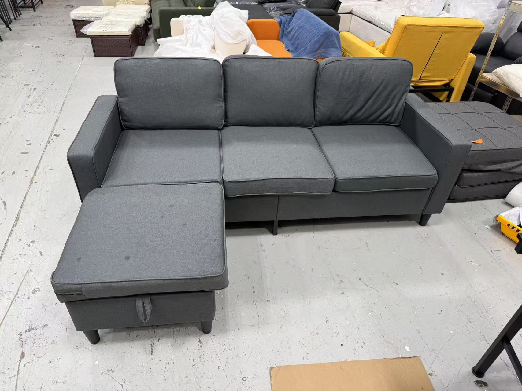 New Sectional Sofa, 78" Dark Grey Couches for Living Room, Sectional Couch