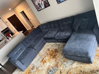 Like New Drew &amp; Jonathan Navy Blue Polyester Fiber Sofa - Minneapolis, MN