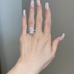 Radiant Halo 5 Carat 925 Sterling Silver Engagement Ring