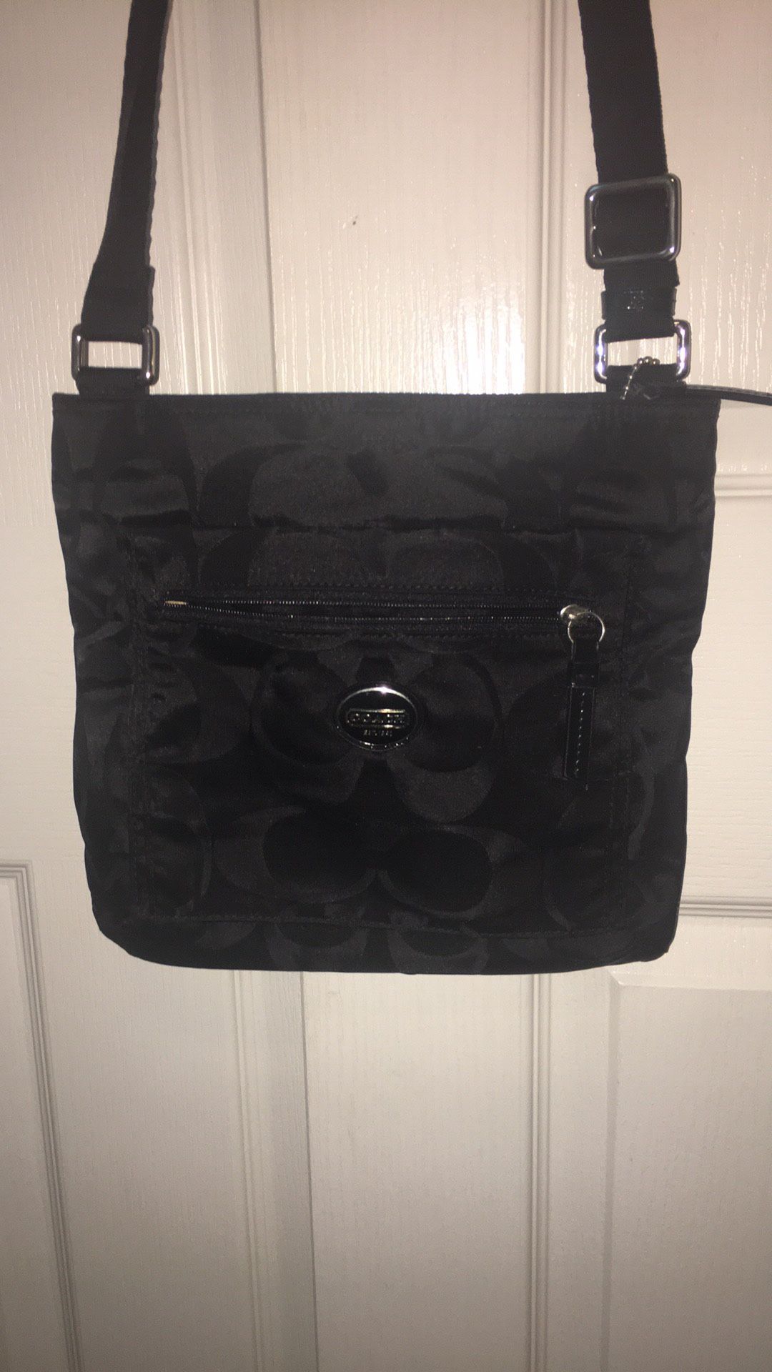 Coach crossbody black iconic logo fabric purse