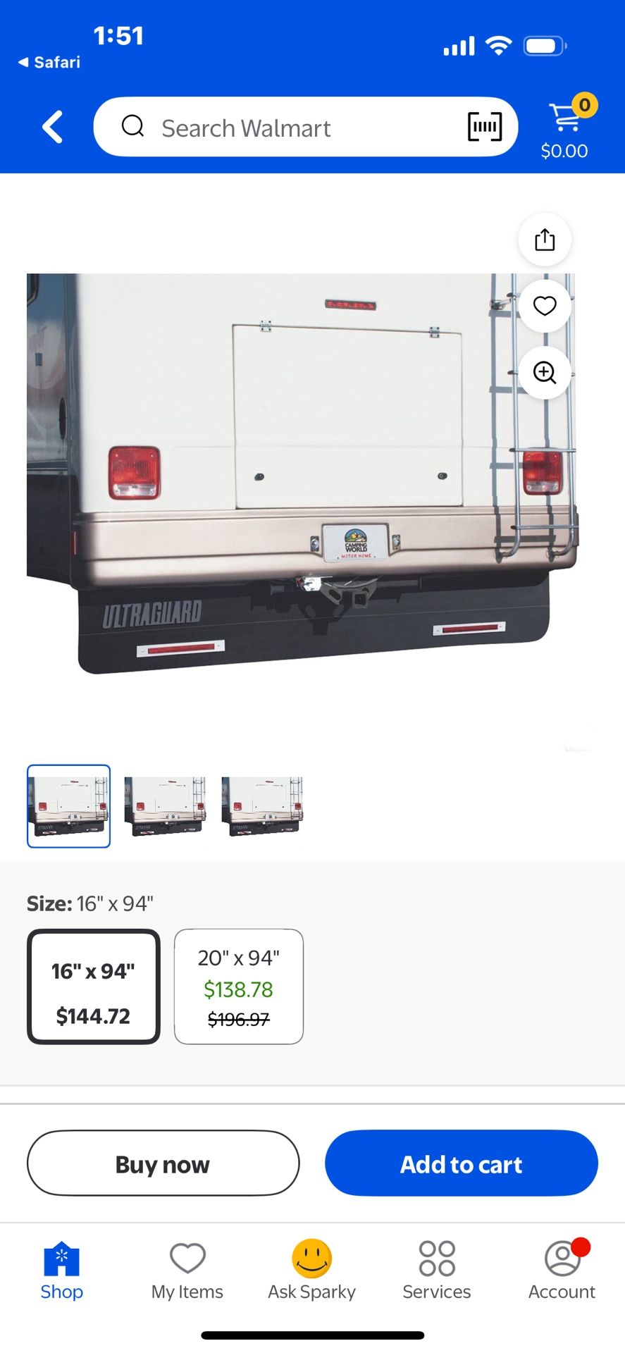 Smart Solutions 00016 Ultra Guard Tow Guard - Motor Home, 16" L x 94" W