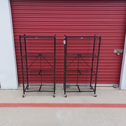 Origami 2-pack 4-Shelf Folding Steel Wire Shelving  Storage with Extention racks