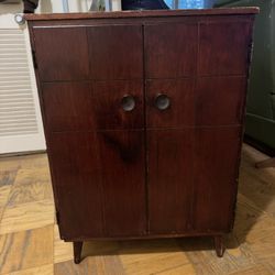 Midcentury Wooden Record Cabinet 1960s Vintage Original 